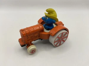 Vintage Used 1982 Ertl Ol McSmurf tractor orange Peyo #7 Great Condition - Picture 1 of 6