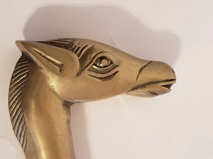 Bronze Horse Head 3 part Wood Cane Walking Stick up to 3 Feet Tall Metal Bands - Picture 1 of 16
