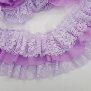 Pastel Purple Lavender 3 Layers Ruffle Lace Trim Lolita Costume DIY 5 in width - Picture 1 of 6