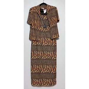 Vintage R&K Originals Animal Print Jacket & Maxi Dress Set Size 10 Indie Sleaze - Picture 1 of 7