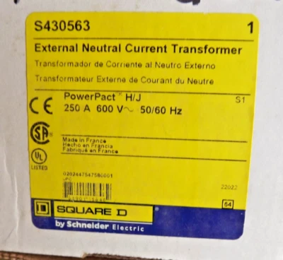 250A Neutral Current Transformer Lugs Square D Power Pact S430563 - Image 1 of 3