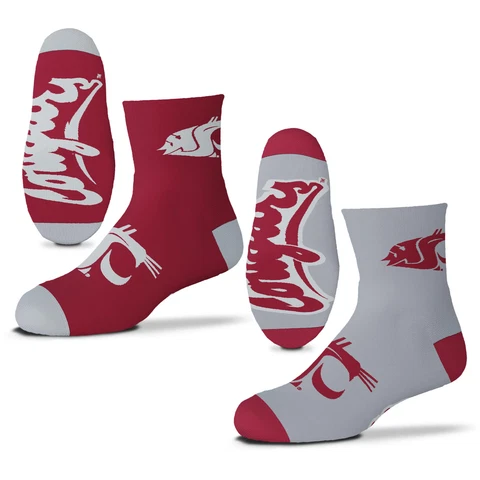 Youth For Bare Feet Washington State Cougars Two-Pack Quarter-Length Team Socks Cover