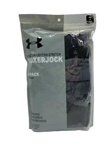 UNDER ARMOUR UA COTTON STRETCH BOXERJOCK BOXER BRIEFS YOUTH - 4 Pack - Sz YSM - Picture 1 of 9