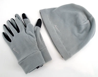 Nike Fleece Hat and Gloves Set Women's M/L Particle Grey/Silver - Image 1 of 4