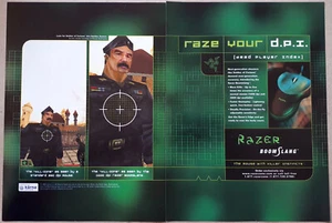 Magazine Print Ad RAZER BOOMSLANG Mouse SADDAM HUSSEIN Assassination 1999 - Bild 1 von 1