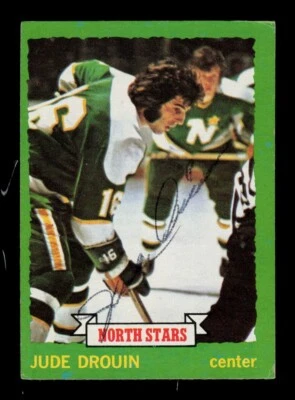 1973-74 Topps #125 Jude Drouin North Stars Signed Autograph VG+ - Image 1 of 2
