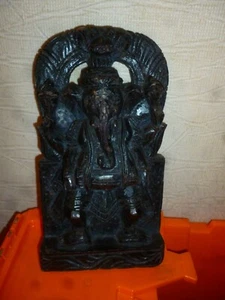 Vintage/antike hölzerne Ganesha Statue/hinduistischer Gott Wanddekoration Ganesh Pooja Idol 11 Zoll - Bild 1 von 8