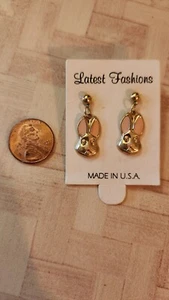 Vtg gold tone Easter Bunny earrings fashion jewelry Made in USA fashion jewelry - Picture 1 of 2