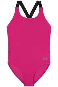 Under Armour Kid's Girl's Racer One-Piece Swimsuit Rebel Pink - Picture 1 of 2