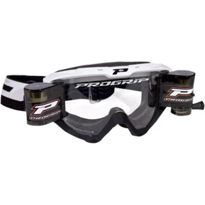 Pro Grip 3450 Riot Roll Off Mounted MX Goggles White/Black/Light Sensitive Lens - Picture 1 of 1