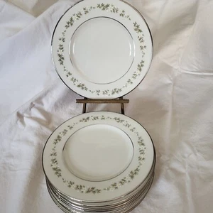 Menge 8 Lenox Brookdale China Brot & Butter Teller Platinrand Hergestellt in den USA - Bild 1 von 9