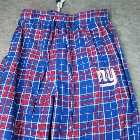 New York Giants Pajama Pants Mens Small Red Blue Plaid NFL Team Cover