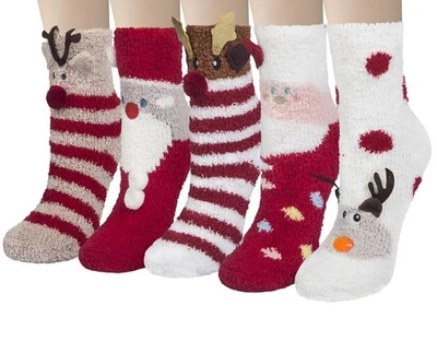 Loritta 5 Pairs Womens Fuzzy Socks Winter Warm Cozy Fluffy Super Soft Slipper... - Image 1 of 4