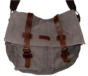 Borsa a tracolla Kattee Messenger fotocamera DSLR SLR pelle tela grigia senza inserto - Foto 1 di 19