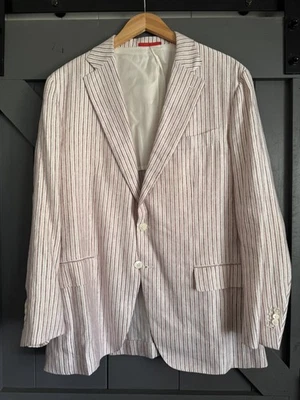ISAIA NAPOLI Blazer Men’s 46 Summer Stripes Linen Silk Blend  Italy - Image 1 of 4