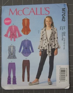 McCall's Sewing Pattern #M7042 Girls Plus Vest Cardigns Leggings Size 7 - 14 - Picture 1 of 3