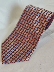 Corbata geométrica Umo Lorenzo Italia para hombre roja plateada - Imagen 1 de 5
