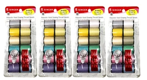 Singer 12 Spool Hand Sewing Thread Polyester with 3Needles & 1 Threader Set of 4 - Picture 1 of 3