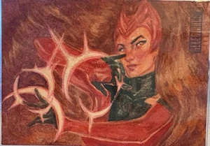 1 Of 1 2023 Upper deck The Infinity Trilogy Artist Sketch Card Scarlet Witch - Picture 1 of 5