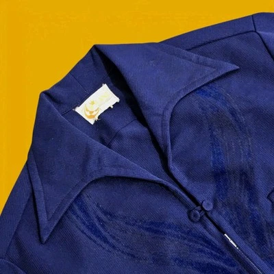 Vintage 50s Iolani Hawaiian Shirt Mens Medium Tribal Print Loop Collar 60s Mod - Image 1 of 4