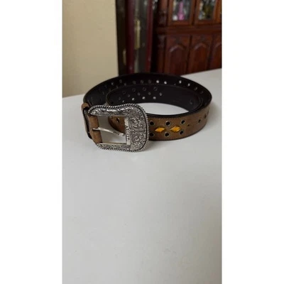 Ariat Western Vaquero Mujer Cinturón Piel Con Hebilla Plateada Decorativa Talla 34 Foto 1 de 4