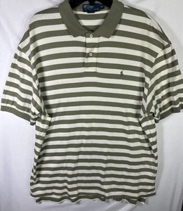 Polo Ralph Lauren Polo Rugby Camisa Hombres XL Verde Oliva Blanco Rayas Etiqueta Hong Kong - Imagen 1 de 4