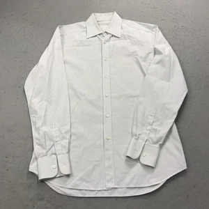 Camisa DE COLECCIÓN Prada Para Hombres 15 33 Blanco Azul Vestido a Rayas Italia Barrell Diseñador - Imagen 1 de 13