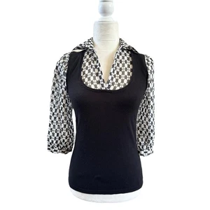 Max Studio Women’s Small Collared. Louse with Knit Vest - Picture 1 of 10
