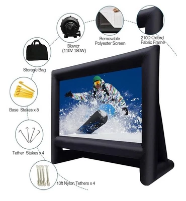 Pantalla de proyector de película inflable de 16 pies para exteriores con almacenamiento de soplador de aire... Foto 1 de 4