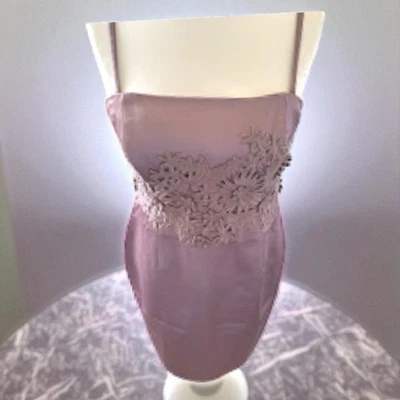 Coast Lilac Satin & Lace Dress – Size 14 - Image 1 of 4