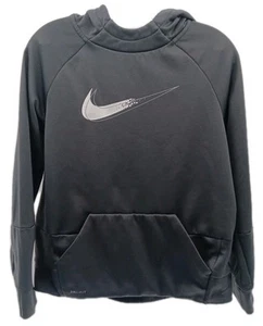 Nike Dri-Fit hoodie Sweatshirt Youth XL Black Athletic Graphic Swoosh Logo Boys - Picture 1 of 9