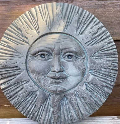 Vintage Resina 14" Sun Face Arte 3D Pendurada Arte de Parede Interior/Exterior Celestial - Imagem 1 de 4