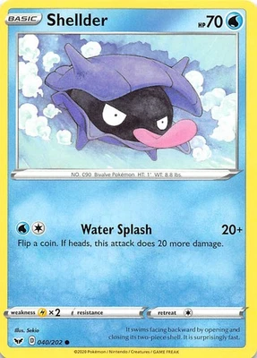 Shellder 040/202 SWSH01: Sword & Shield Base Set Pokemon 004636 - Image 1 of 2