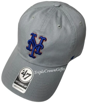 MLB New York Mets ('47 Brand) Clean Up Hat Adjustable Strap Storm Gray - Image 1 of 4