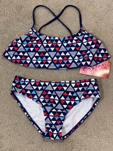 Kanu Surf Bikini 2 Piece Swimsuit Girls' Sz 10 Triangle Geometric Beach Sport - Picture 1 of 21