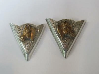 Vintage Solid 925 Sterling Silver Men's Fantastic Classic Horse Pony Collar Tips - Image 1 of 4