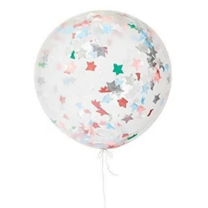 Giant 31 inch clear party balloons with star confetti 3 pack - Picture 1 of 2