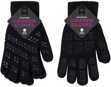Mens Ladies Boys Girls Black Full Finger Gripper Thermal Gloves Driving Cosy UK