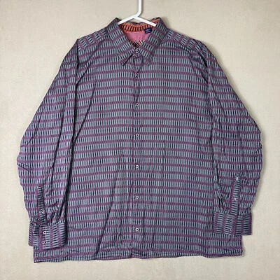 Рубашка мужская Robert Graham XXXLB серая розовая с длинным рукавом на пуговицах опрятная для взрослых - Изображение 1 из 4