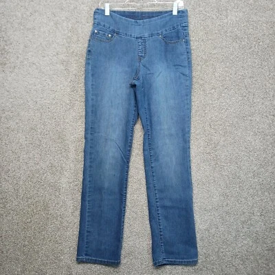 Pantalones de mezclilla Jag para mujer 10 azules lavado medio recortados tiro alto elásticos occidentales Foto 1 de 4