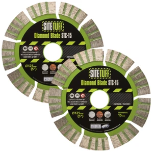 Wall Chasing Diamond Disc Site Tuff STC15 For Concrete + Abrasive 125mm 2 Pack - Picture 1 of 2