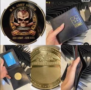 UNITED STATES ARMY Sniper School Regiment With Credential coin holder wallet - Picture 1 of 7