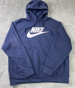 Nike Sweater Hooded Sweatshirt Adult XL Swoosh Logo Men’s Hoodie Blue - Picture 1 of 10