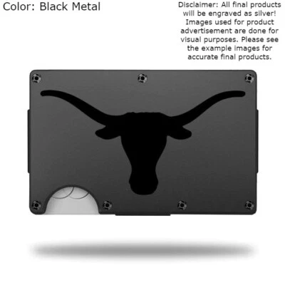 Custom TEXAS LONGHORNS Laser Engraved Wallet - Pick A Wallet Color - Image 1 of 4