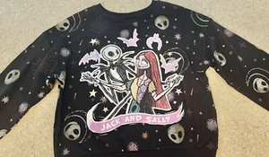 DISNEY NIGHTMARE BEFORE CHRISTMAS Graphic Sweatshirt Jack & Sally Kids Size 7/8 - Picture 1 of 4