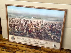 Vintage Anheuser Busch Custers Last Fight Stand Print Framed 29"x21" Size - Picture 1 of 14