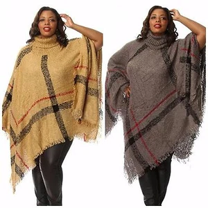$ 98 NEU Damen Übergröße Bohemian Fransen asymmetrischer Pullover Poncho 1X 2X 3X - Bild 1 von 4