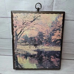 Vtg picture of autumn creek on a 9.2500 x 11.2500 solid wood backing Wise Studio - Picture 1 of 7