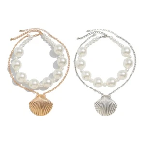 2Pcs Classical Baroque Pearls Necklace Ideal For Parties And Special Occasions - Picture 1 of 10