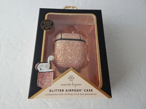 Nanette Lepore Glitter Case With Hook For Airpods 1 & Airpods 2 Pink Color - Picture 1 of 8